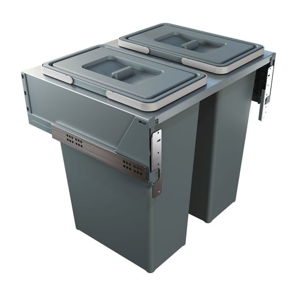 Sivý vstavaný plastový odpadkový kôš na triedený odpad 70 l Block 2.0 – Elletipi