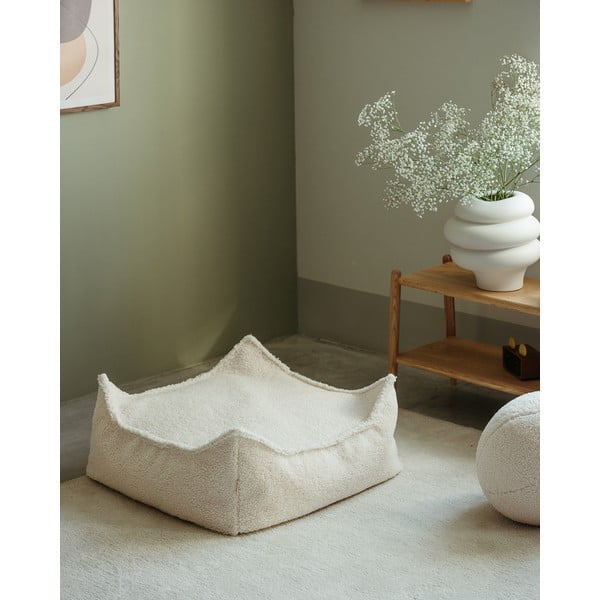 Krémový detský sedací vak z textílie buklé Square – Wigiwama-image-1