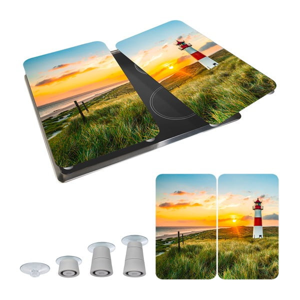 Kryty na sporák v súprave 2 ks z tvrdeného skla 52x30 cm Lighthouse - Maximex-image-2