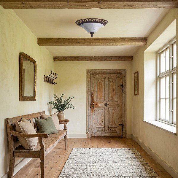 Tmavohnedé stropné svietidlo so skleneným tienidlom ø 38 cm Rustica – Trio-image-1