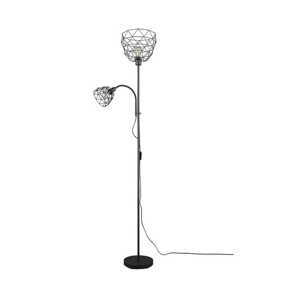 Čierna stojacia lampa s kovovým tienidlom (výška 180 cm) Haval – Trio-image-4