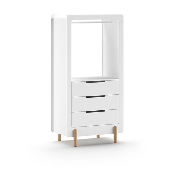 Biela otvorená detská šatníková skriňa 88x180x57 cm Smile – Vipack