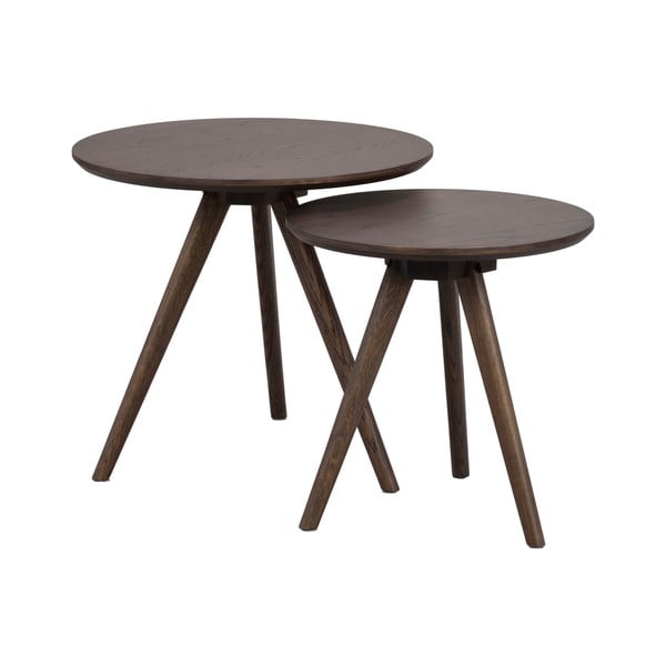 Okrúhly odkladací stolík s doskou v dubovom dekore ø 50 cm Yumi – Rowico-image-2