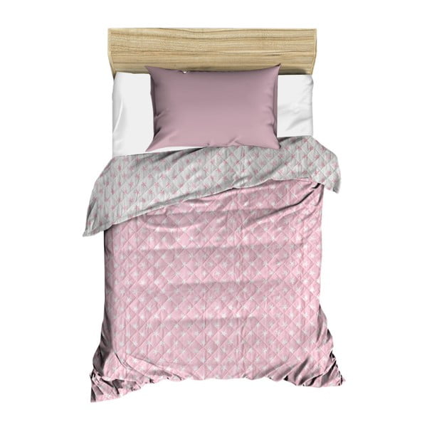 Ružový prešívaný pléd cez posteľ Amanda, 160 × 230 cm