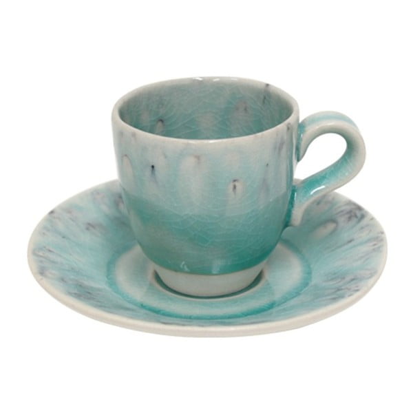 Modrý kameninový hrnček na kávu s tanierikom Costa Nova, 90 ml