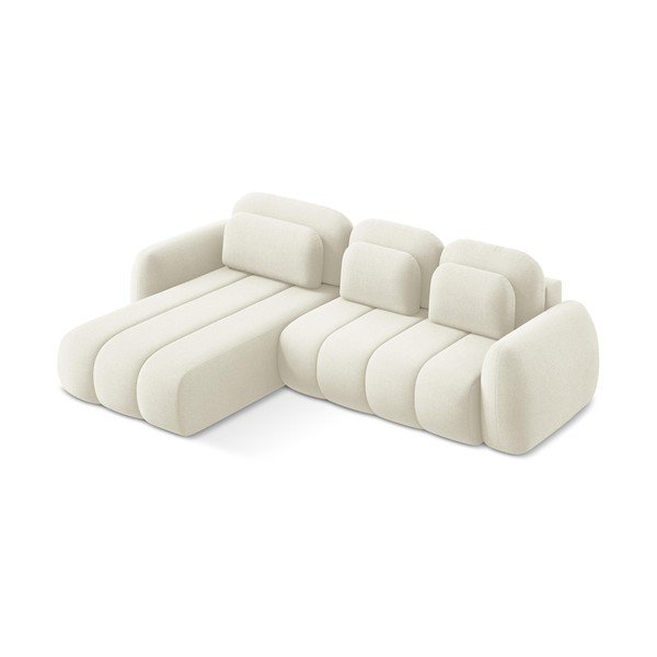 Béžová rozkladacia/s úložným priestorom rohová pohovka z textílie buklé (ľavý roh/s leňoškou) Pele – Makamii-image-2