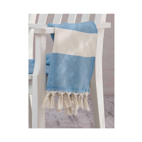 Svetlomodrá osuška Hammam Elmas, 100 x 180 cm