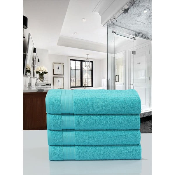 Tyrkysovomodré bavlnené uteráky v súprave 4 ks 50x100 cm – Good Morning-image-1