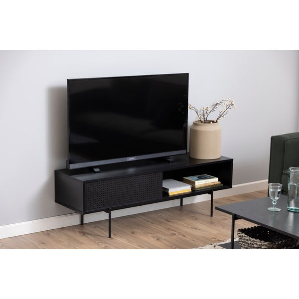 Čierny TV stolík v dekore jaseňa 140x45 cm Angus – Actona-image-1