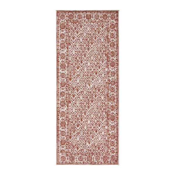 Červený vzorovaný obojstranný koberec Bougari Curacao, 80 × 350 cm
