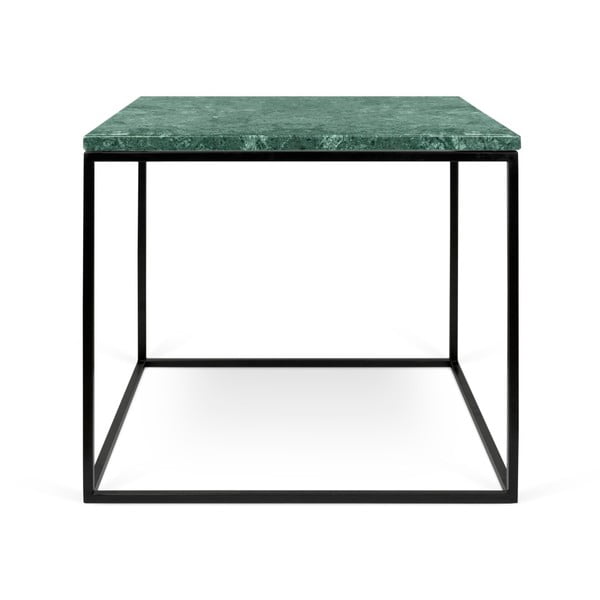 Zelený mramorový konferenčný stolík s čiernymi nohami TemaHome Gleam, 50 cm