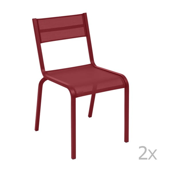 Sada 2 červených kovových záhradných stoličiek Fermob Oléron