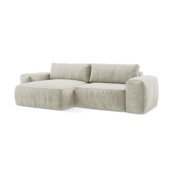 Béžová ženilková rozkladacia rohová pohovka (ľavý roh/s leňoškou) Kuki – Makamii-image-2