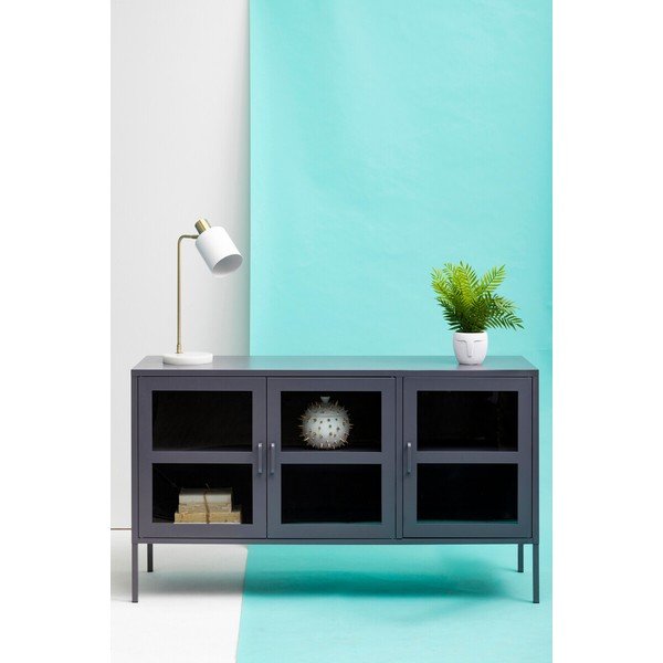 Sivá oceľová vitrína 140x80x45 cm Acier – Premier Housewares-image-2