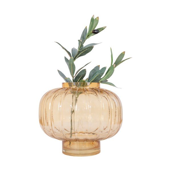 Svetložltá sklenená ručne vyrobená váza – House Nordic-image-1