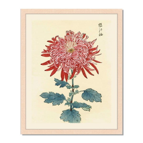 Obraz v ráme Liv Corday Asian Red Flower, 40 x 50 cm