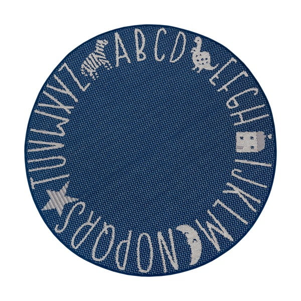 Modrý detský koberec Ragami Letters, ø 160 cm