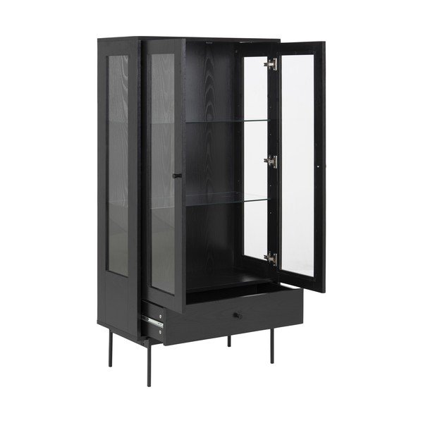 Čierna vitrína v dekore jaseňa 75x152 cm Angus – Actona-image-3