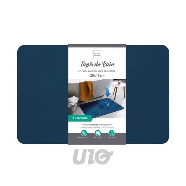 Tmavomodrá kúpeľňová predložka z kremeliny 35x45 cm Diatonella – douceur d'intérieur-image-1