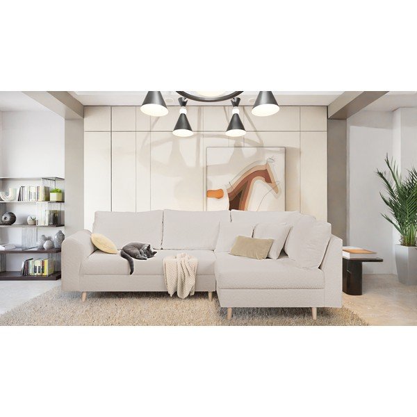 Béžová rohová pohovka z textílie buklé (pravý roh) Ariella – Ropez-image-1