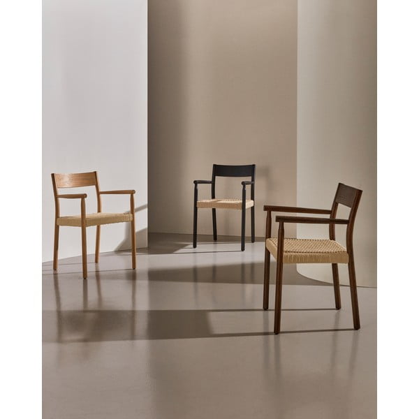 Hnedá/v prírodnej farbe jedálenské stoličky z dubového dreva Yalia – Kave Home-image-1