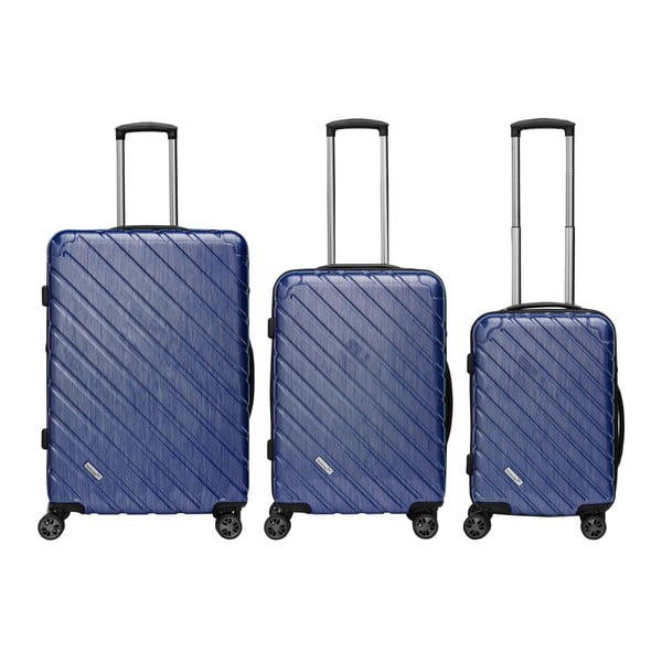 Sada 3 tmavomodrých cestovných kufrov Packenger Premium Koffer