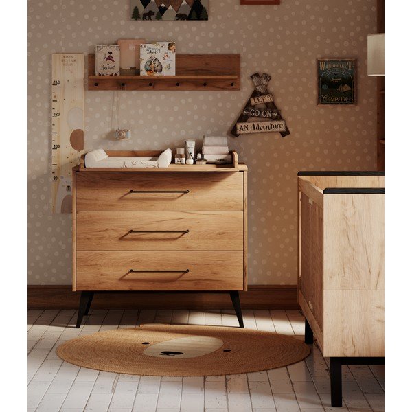 Prebaľovací pult v dekore buka v prírodnej farbe Retro – Pinio-image-1