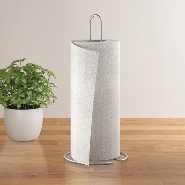 Oceľový stojan na papierové utierky v lesklo striebornej farbe ø 14 cm Luxy – Metaltex-image-1