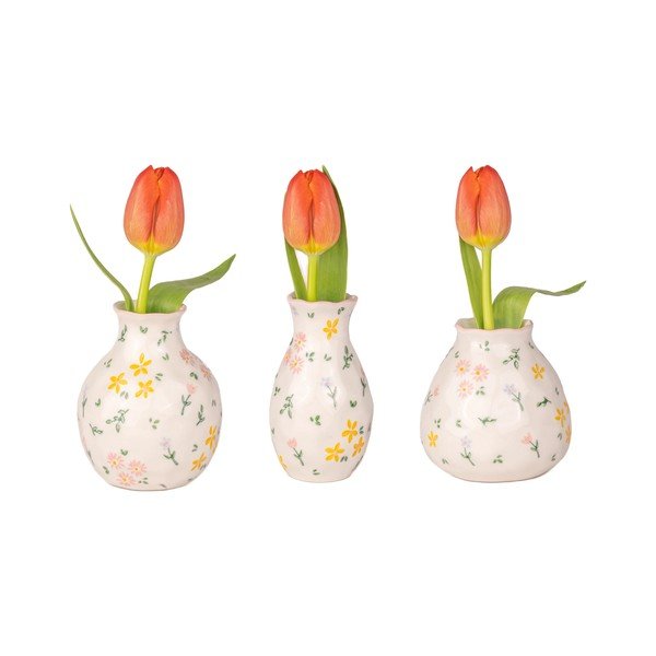Krémovobiele kameninové súprava váz 3 ks (výška  10 cm) Ditsy Floral – Sass & Belle-image-3