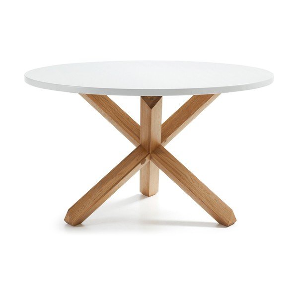 Dubový jedálenský stôl s bielou doskou Kave Home Nori, ø 120 cm