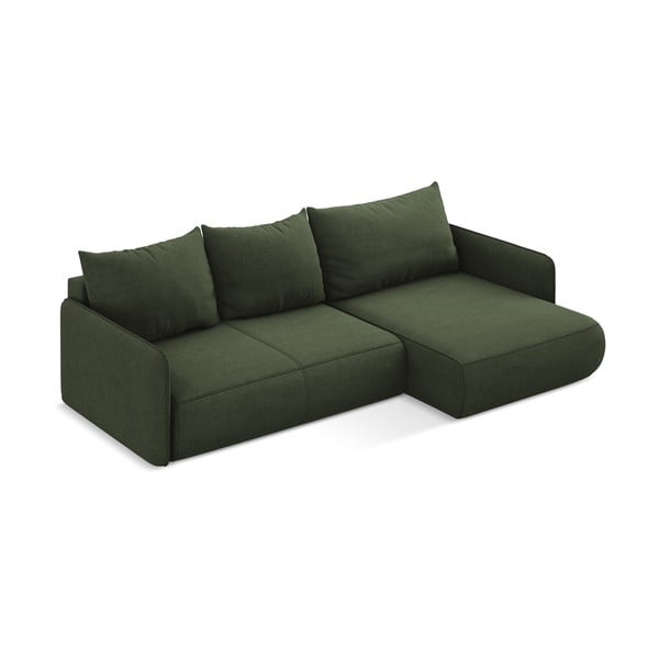 Zelená rozkladacia/s úložným priestorom rohová pohovka (pravý roh) Nanea – Makamii-image-4