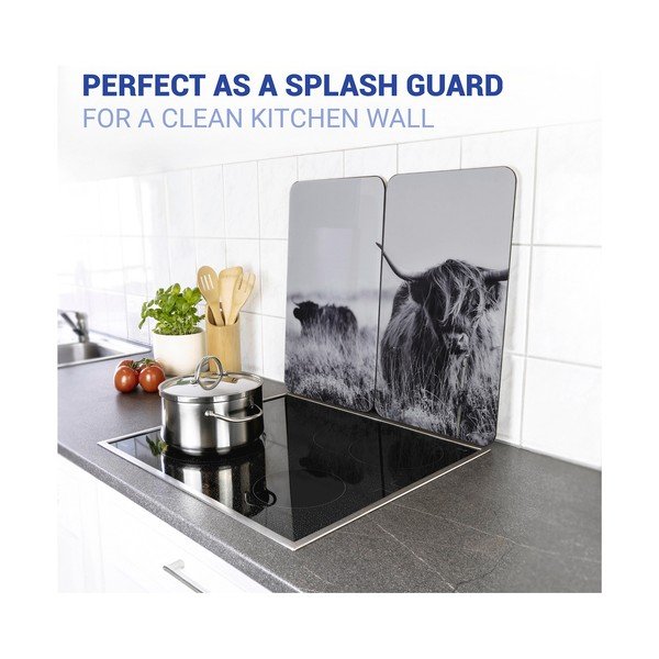 Kryty na sporák v súprave 2 ks z tvrdeného skla 30x52 cm Universal Highland Cattle – Wenko-image-4