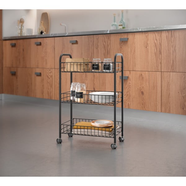 Čierny pojazdný vozík z antikoro ocele Metaltex Lugano Lava-image-3