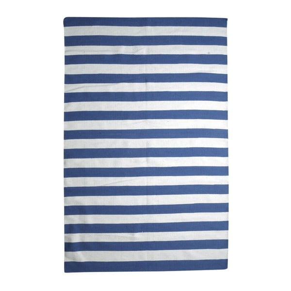 Vlnený koberec Geometry Stripes Blue & White, 160x230 cm