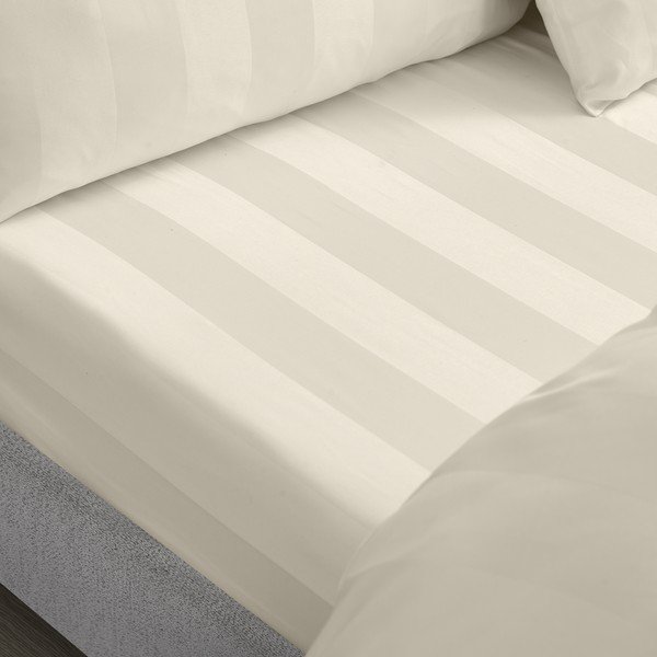Krémovobiela napínacia saténová plachta 150x200 cm So Soft Satin Stripe – Catherine Lansfield-image-1