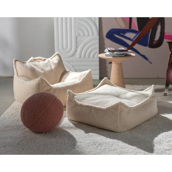 Krémový detský sedací vak z textílie buklé Square – Wigiwama-image-3