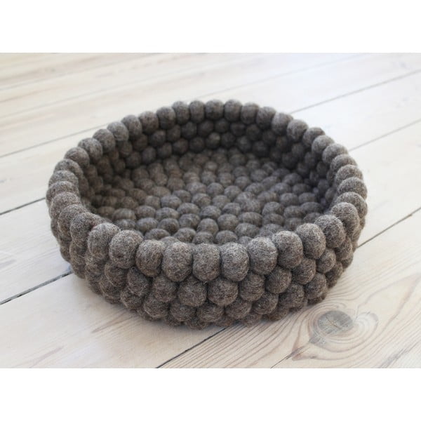 Orechovohnedý guľôčkový vlnený úložný košík Wooldot Ball Basket, ⌀ 28 cm