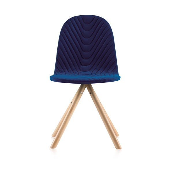 Tmavomodrá stolička s prírodnými nohami IKER Mannequin Wave