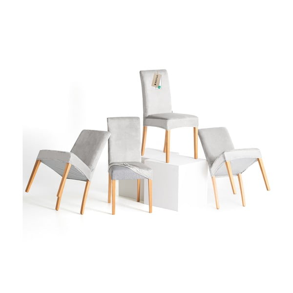 Svetlosivé napínacie poťahy v súprave 4 ks na stoličku 48 cm Sento – Restilo