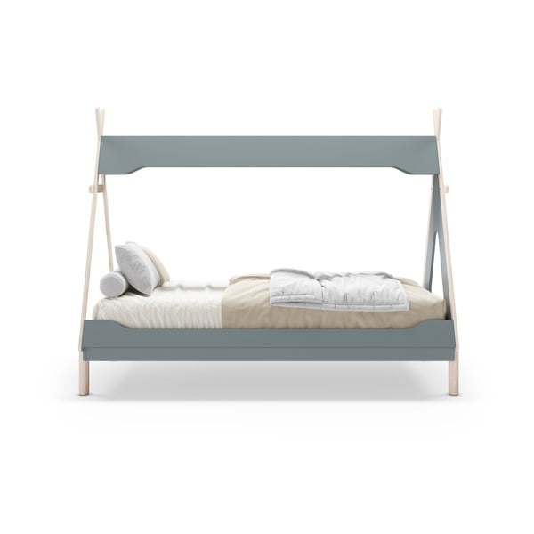 Domčeková detská posteľ z borovicového dreva v petrolejovej farbe 90x190 cm Nora – Marckeric-image-4