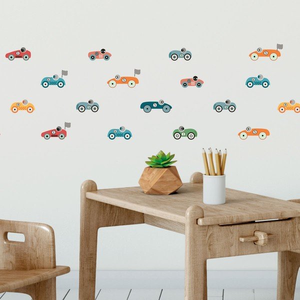Sada 30 samolepiek na stenu Ambiance Racing Cars