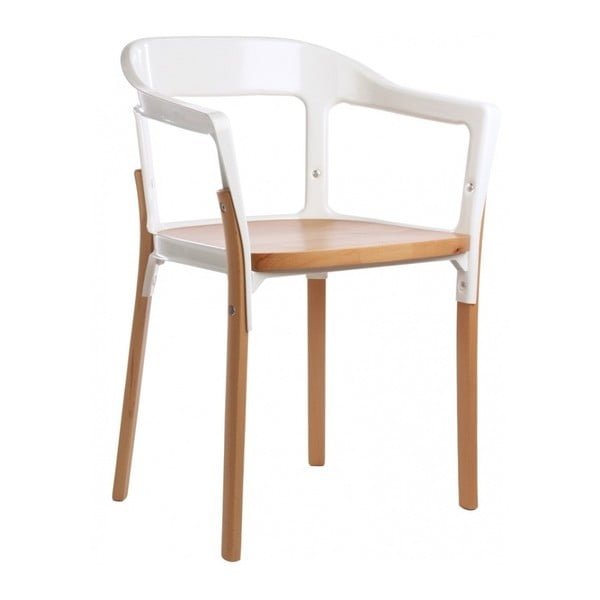 Bielo-hnedá jedálenská stolička Magis Steelwood