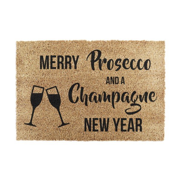 Rohožka s vianočným motívom z kokosového vlákna 40x60 cm Champagne New Year – Artsy Doormats