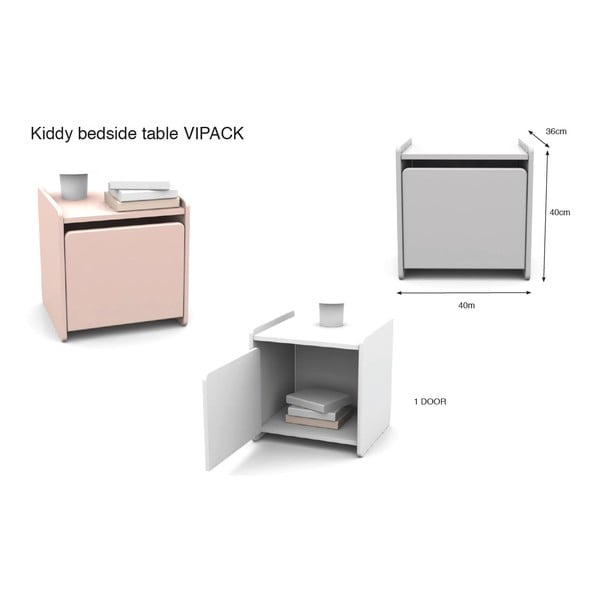 Biely detský nočný stolík Vipack Kiddy-image-3