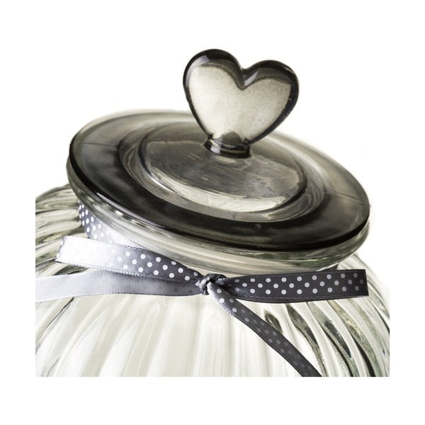 Sklenená dóza s viečkom v striebornej farbe Unimasa Heart, 5,4 l-image-1