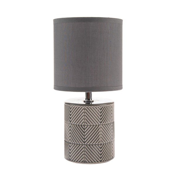 Sivá stolová lampa s textilným tienidlom (výška 27 cm) – Dakls