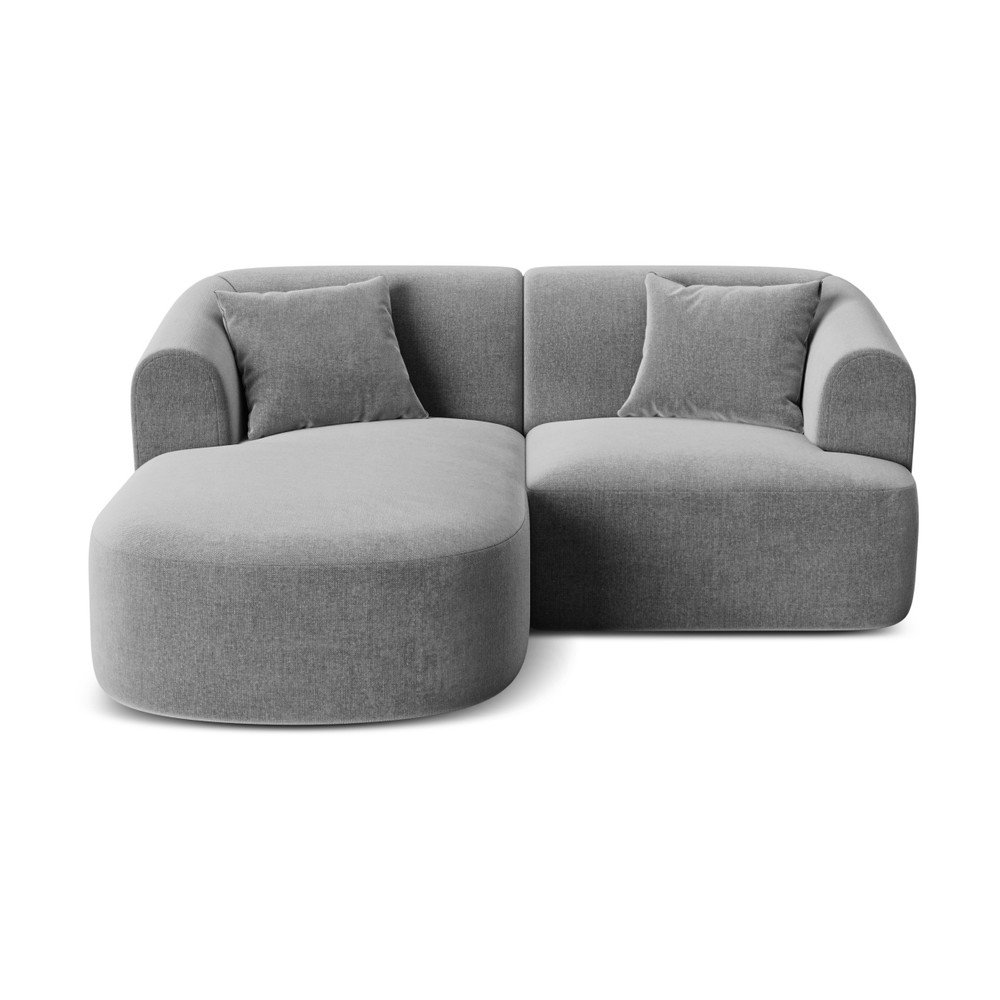 Svetlosivá zamatová rohová pohovka (ľavý roh/s leňoškou) Campi – Cosmopolitan Design