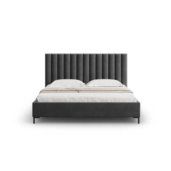 Tmavosivá čalúnená dvojlôžková posteľ s úložným priestorom s roštom 160x200 cm Casey – Mazzini Beds-image-4