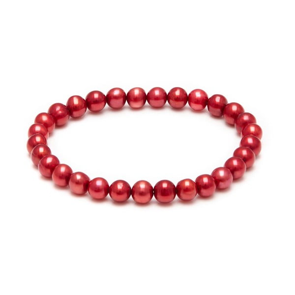 Červený perlový elastický náramok Kyoto Pearl Freshwater
