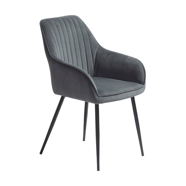 Sivé čalúnené jedálenské kreslá v súprave s podrúčkami 2 ks Nolan Stripe – Unique Furniture